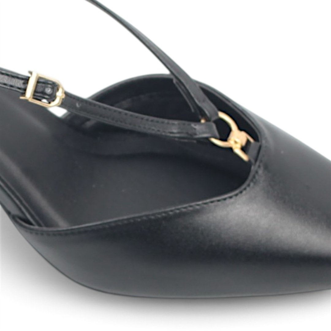 Scarpin Slingback Salto Fino Preto 3