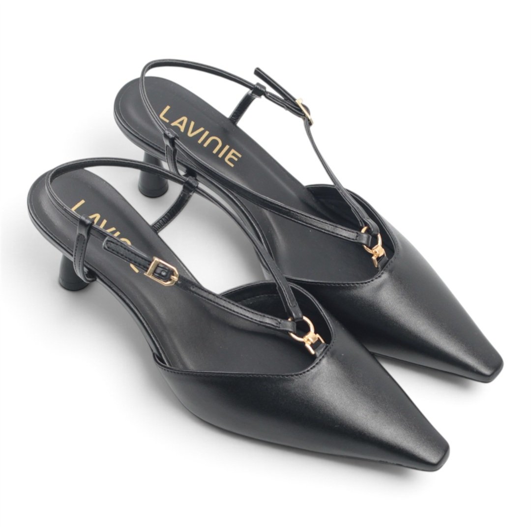 Scarpin Slingback Salto Fino Preto 4