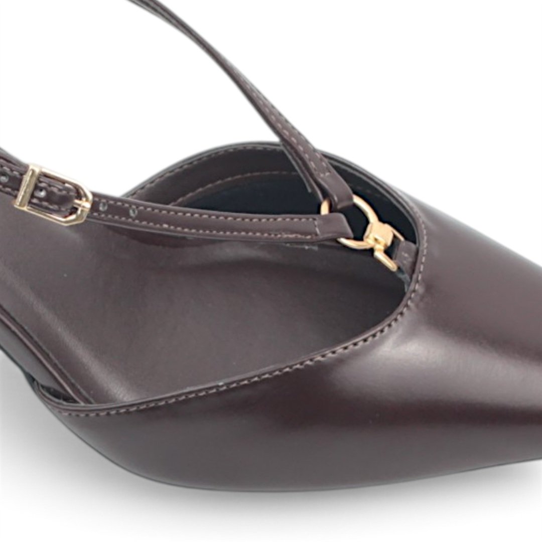 Scarpin Slingback Salto Fino Marrom 3