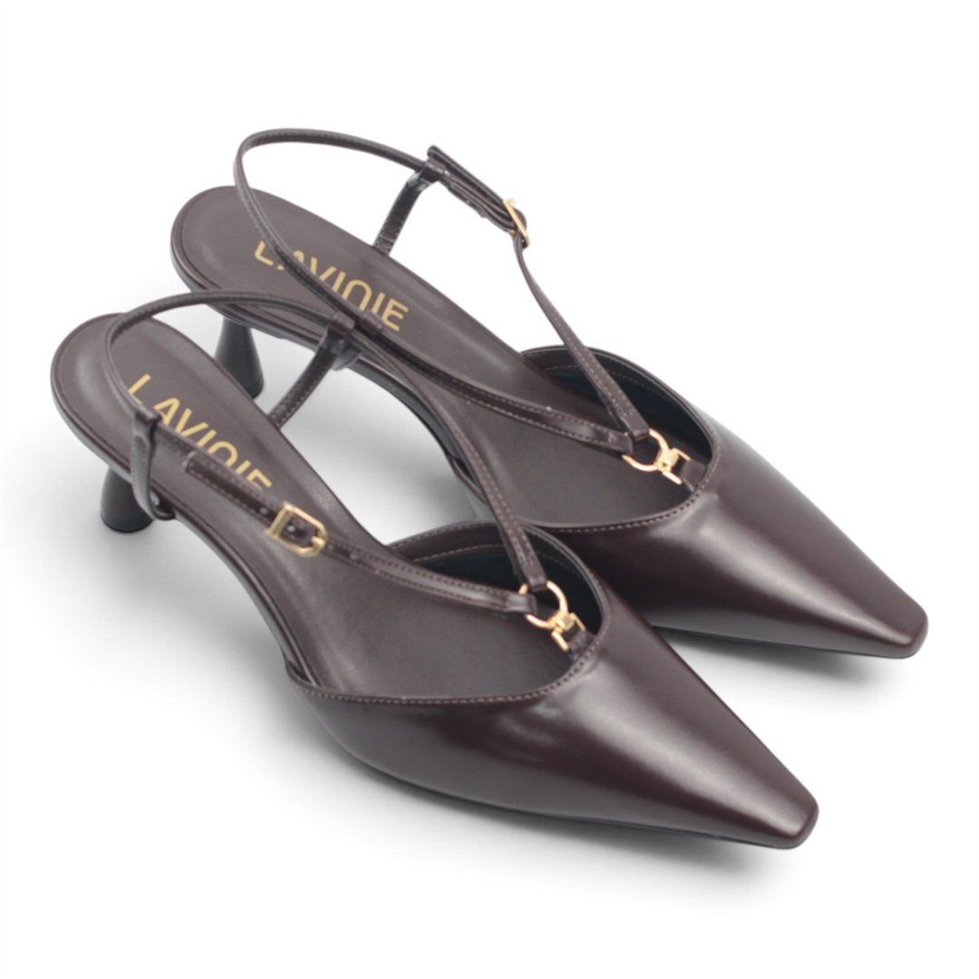 Scarpin Slingback Salto Fino Marrom 4