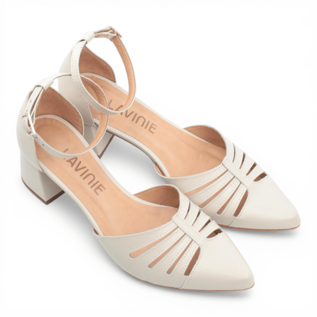 Scarpin Salto Bloco Couro Branco 2