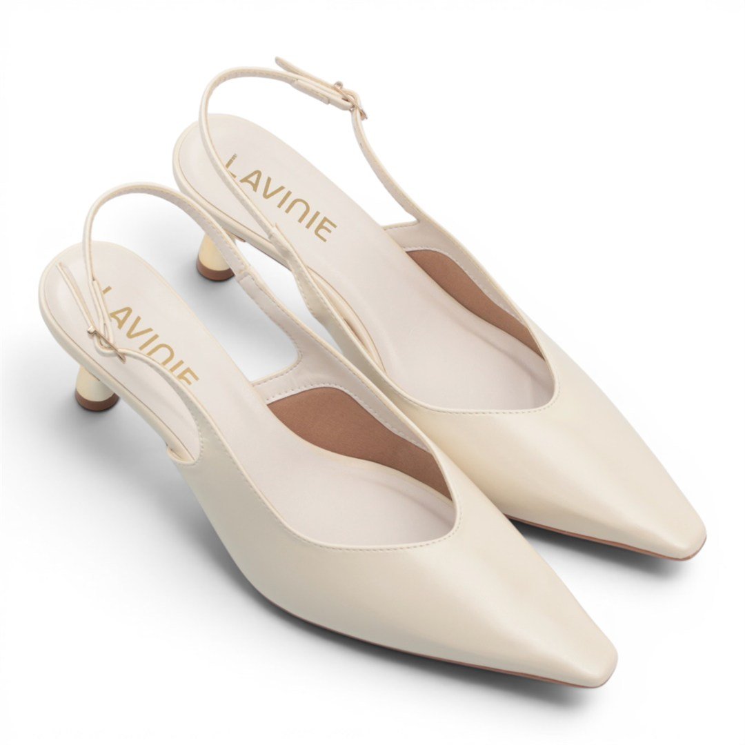 Scarpin Slingback Salto Fino Branco 3