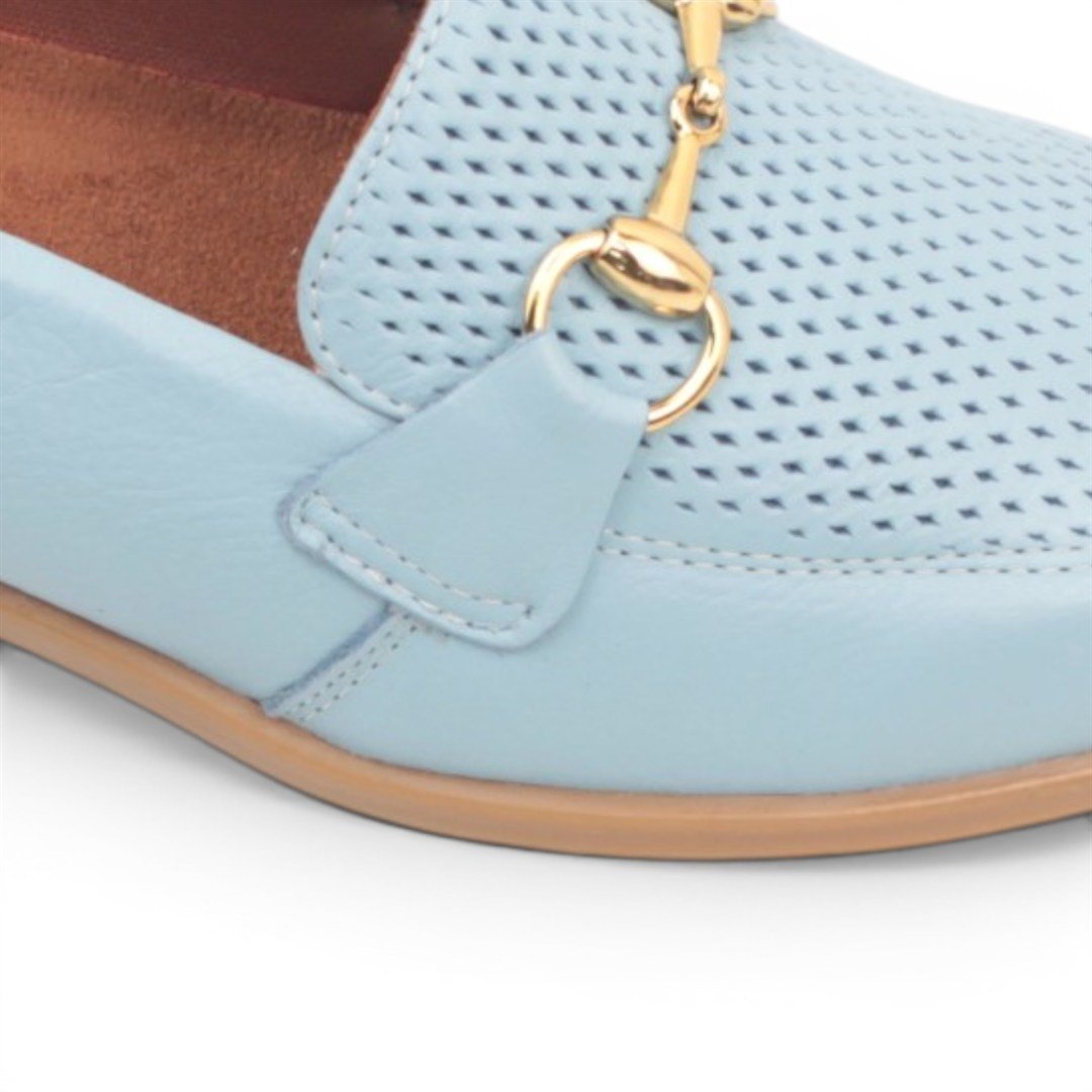 Mocassim Couro Detalhe Metal Azul 4