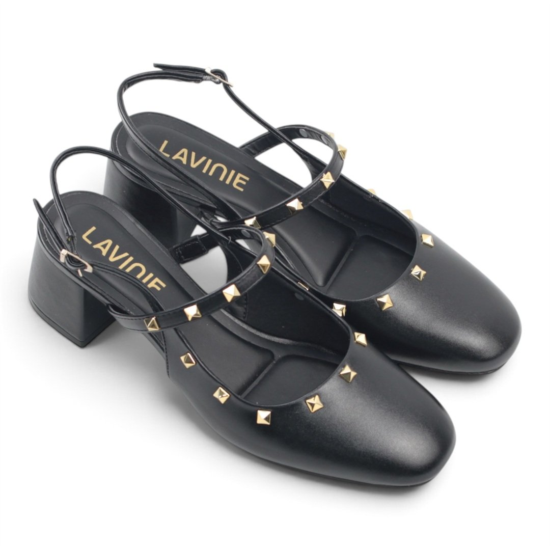 Scarpin Slingback Salto Bloco Preto 4