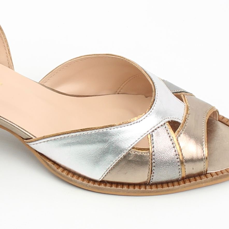 Peep Toe Salto Bloco Prata 3