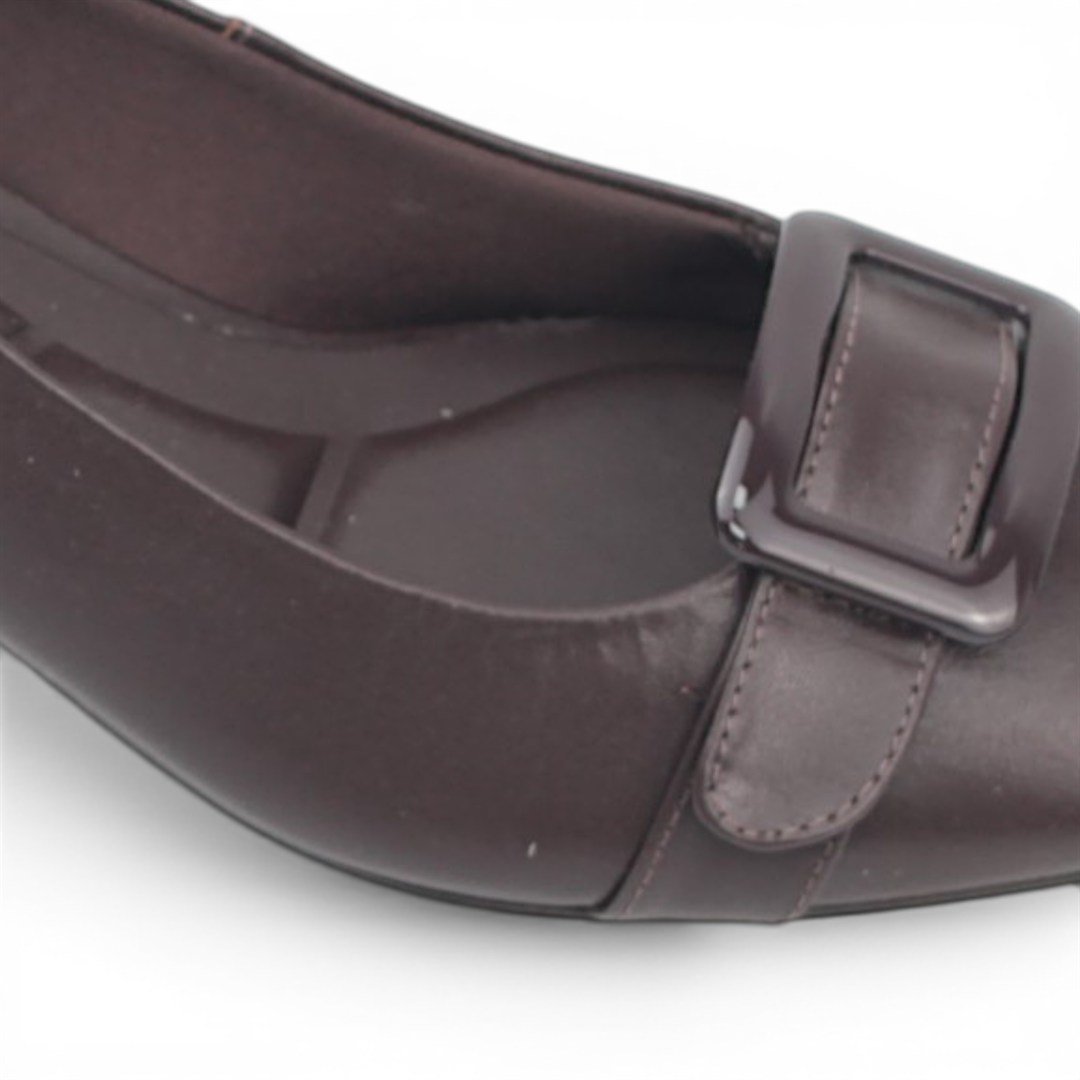 Scarpin Salto Bloco Fivela Marrom Escuro 4