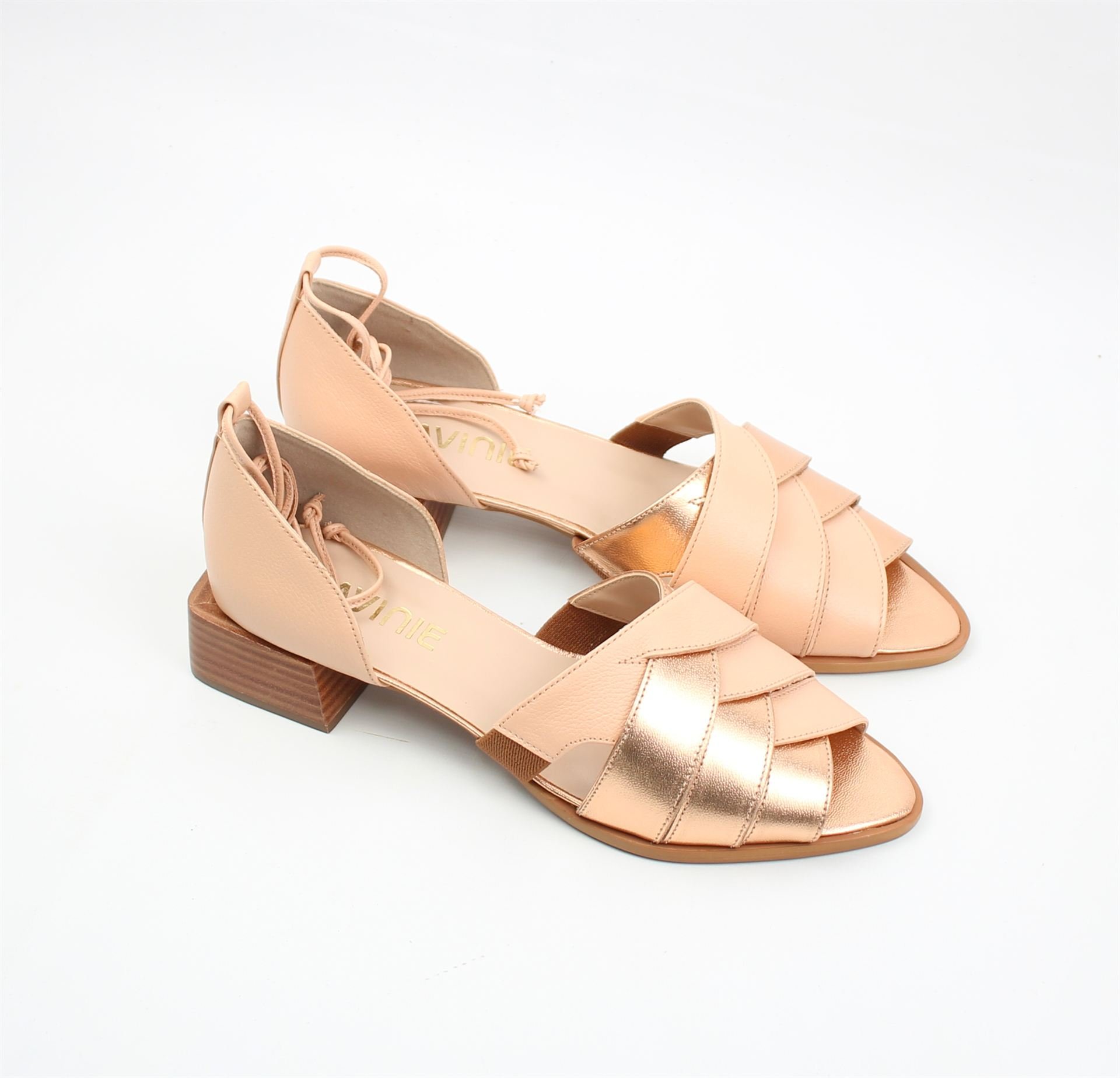 Sandália Salto Bloco Rose Gold 2