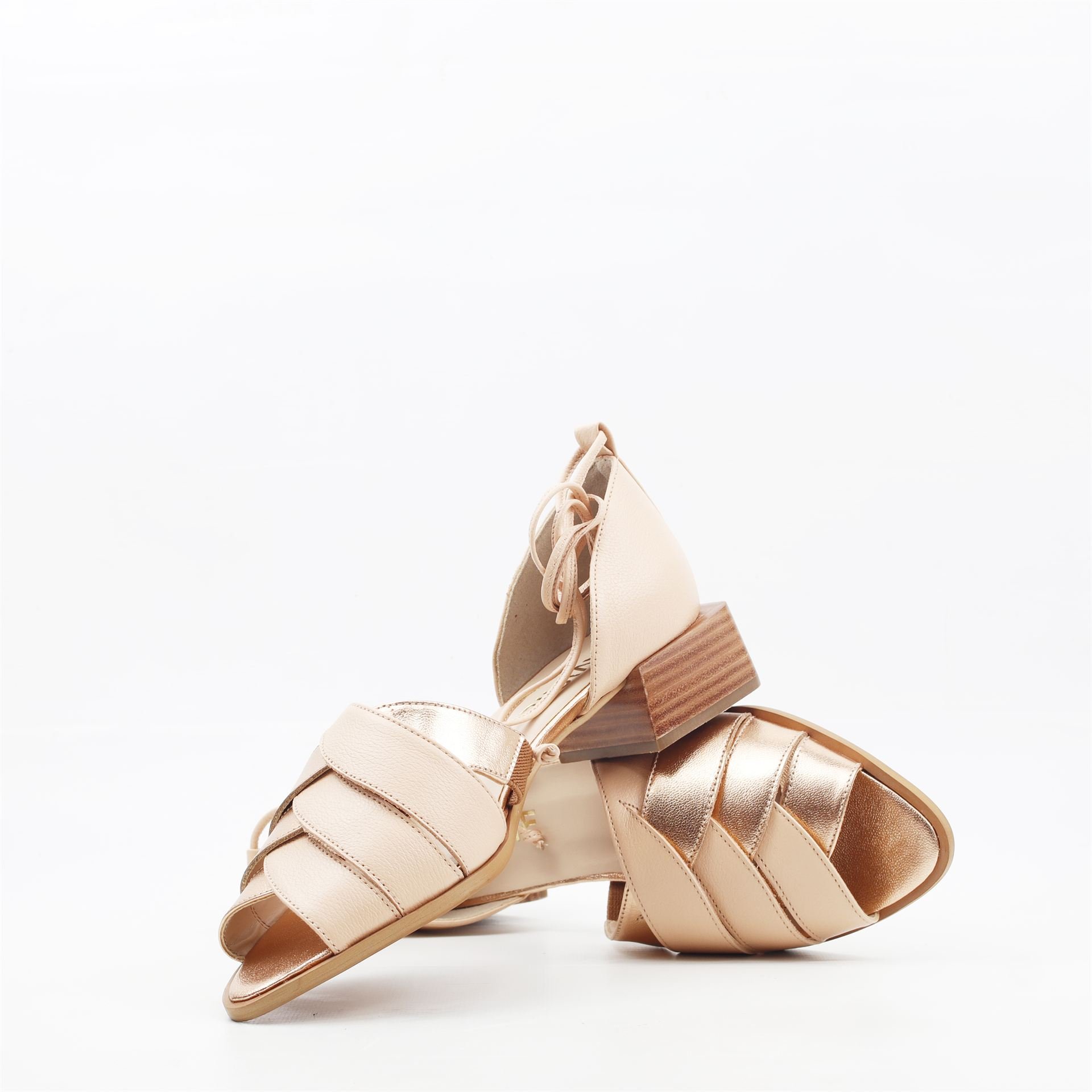 Sandália Salto Bloco Rose Gold 4