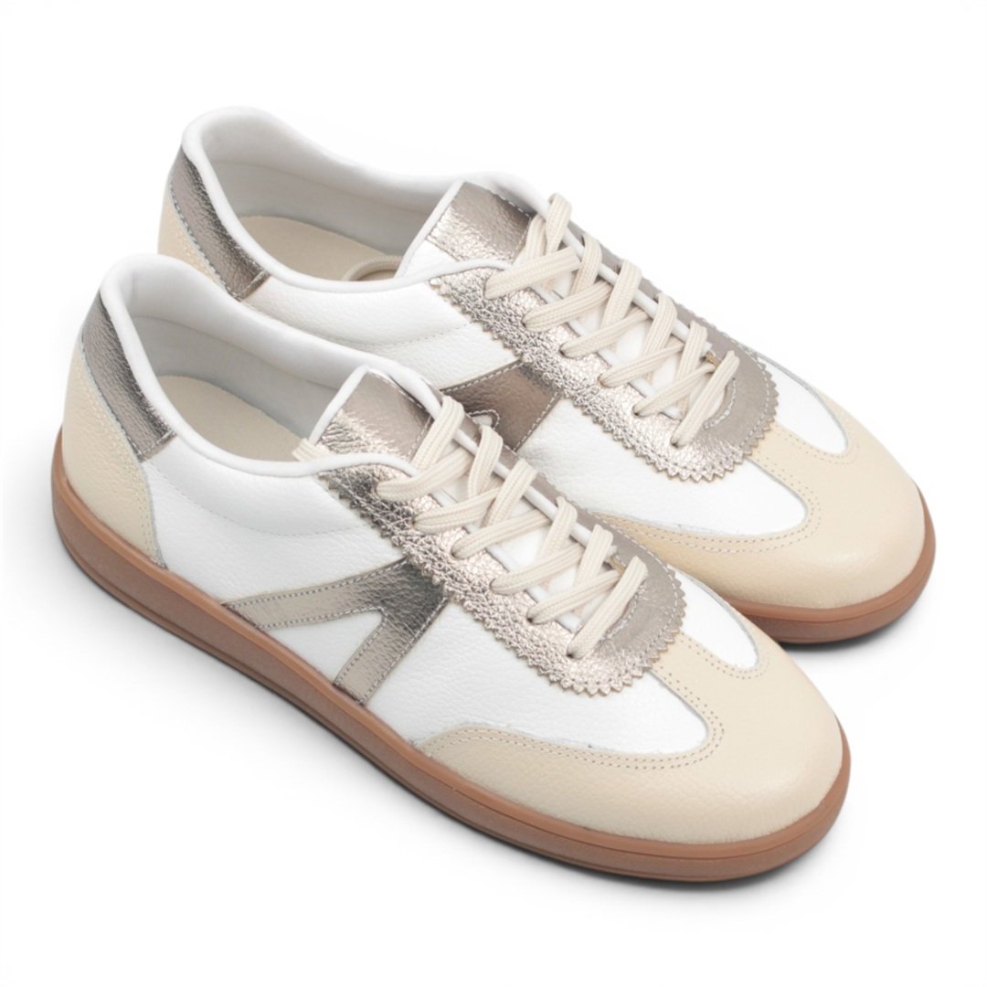Tênis Flat Couro Amarração Branco