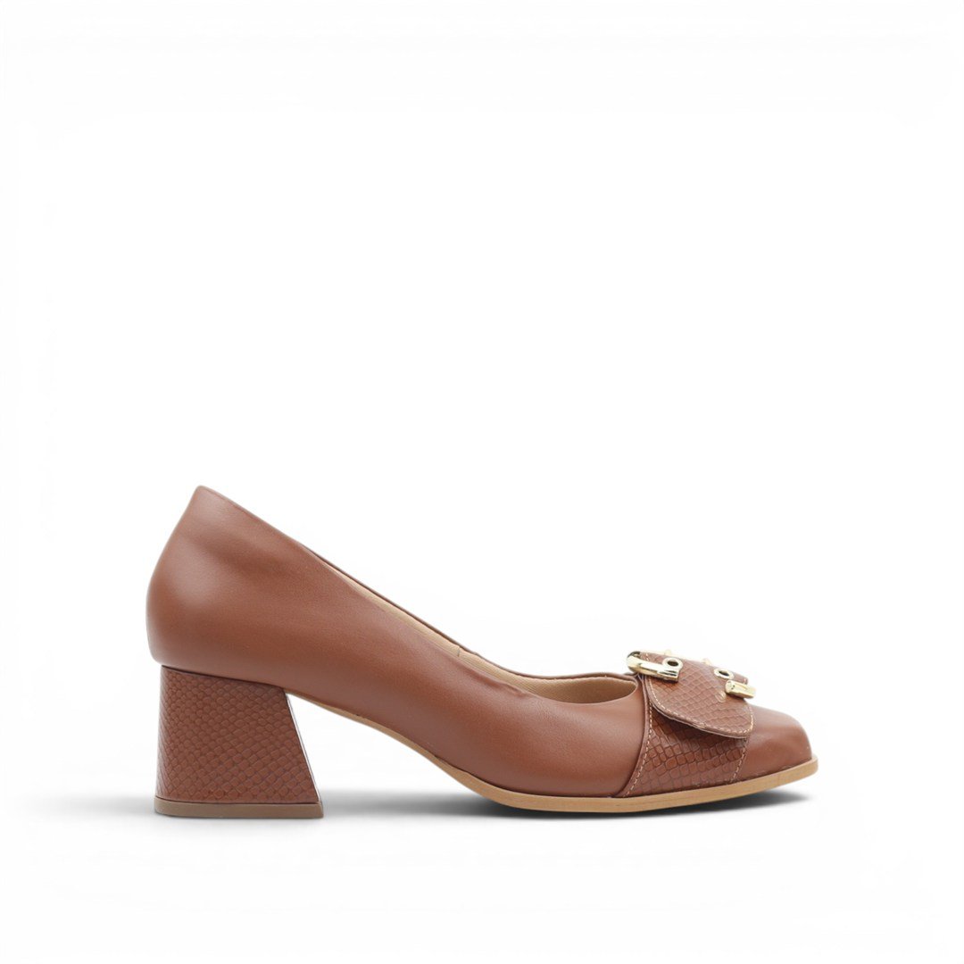 Scarpin Salto Bloco Enfeite