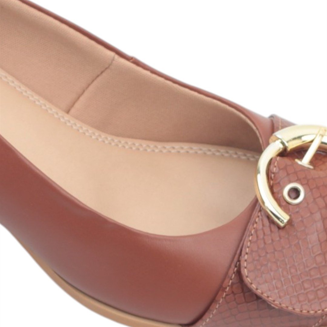 Scarpin Salto Bloco Enfeite Marrom 4