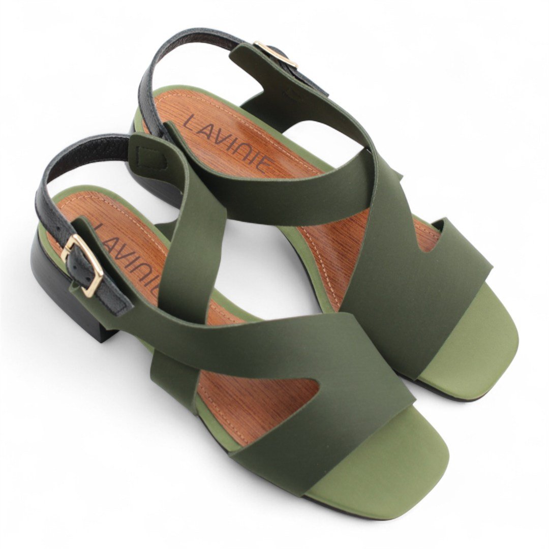 Sandália Salto Bloco Neoprene Verde 3