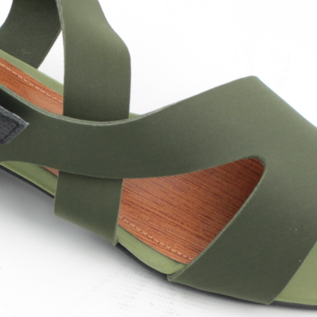 Sandália Salto Bloco Neoprene Verde 4
