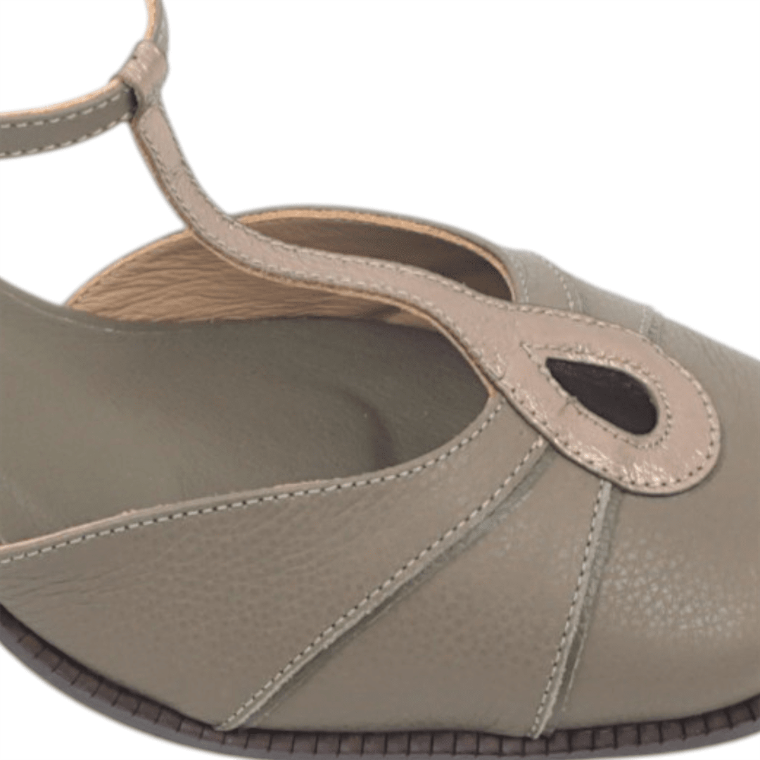 Scarpin Salto Bloco Fivela Cinza 3