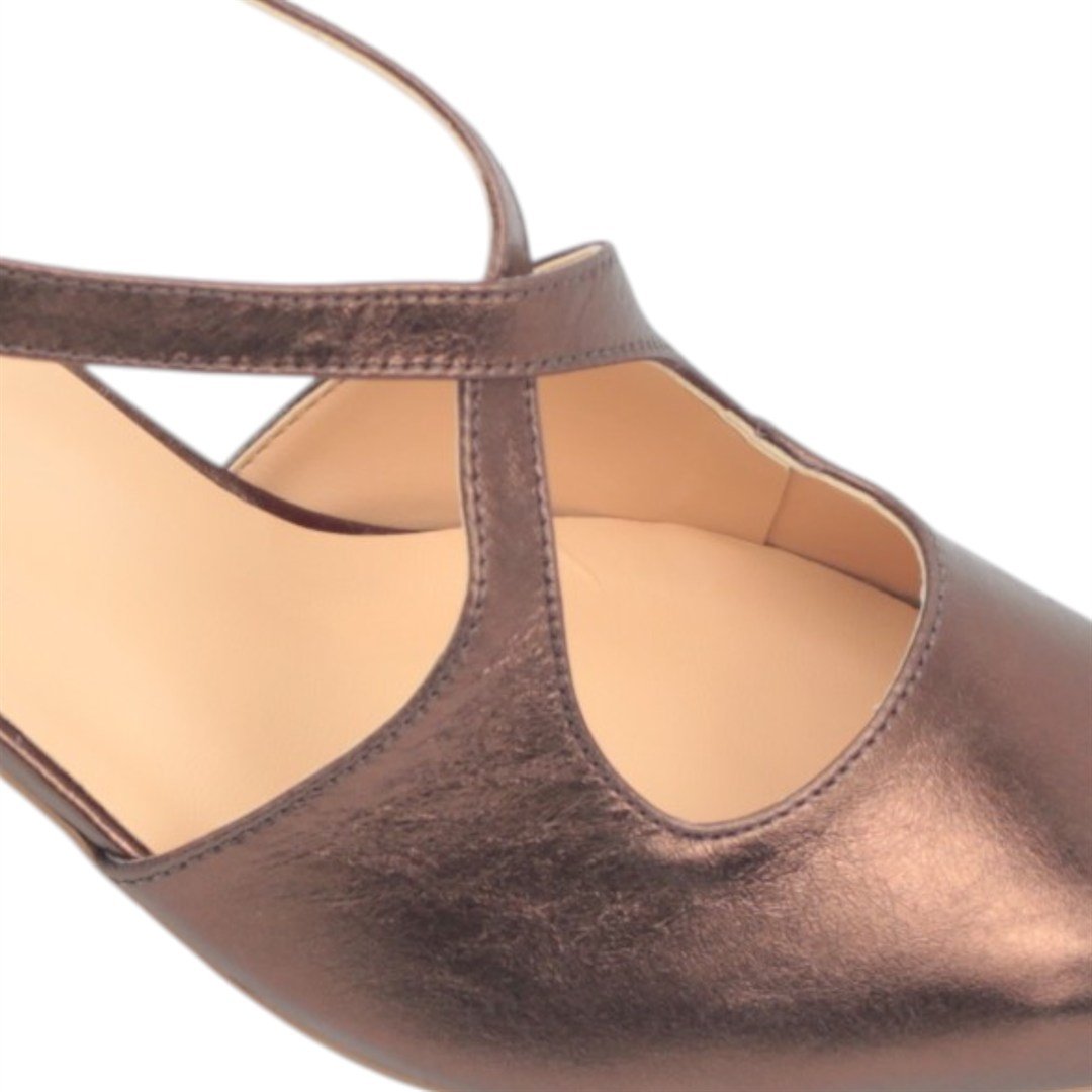 Scarpin Salto Bloco Couro Cobre 3