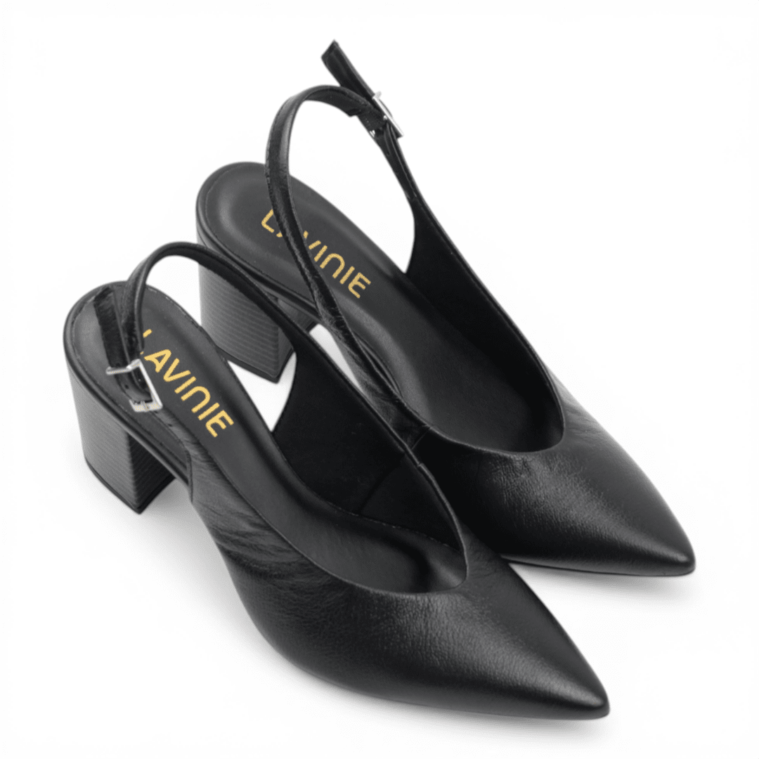 Scarpin Slingback Salto Bloco Preto 2
