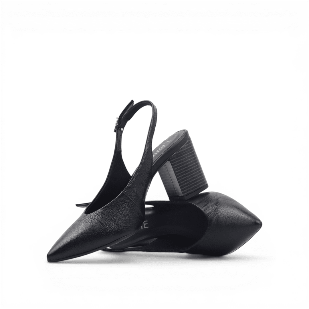 Scarpin Slingback Salto Bloco Preto 3