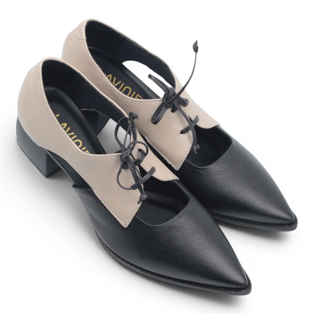 Oxford Salto Bloco Amarração Preto/Branco 4