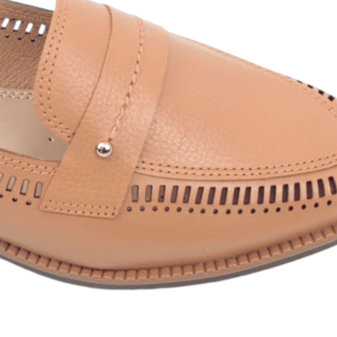 Mocassim Salto Bloco Couro Bege 3