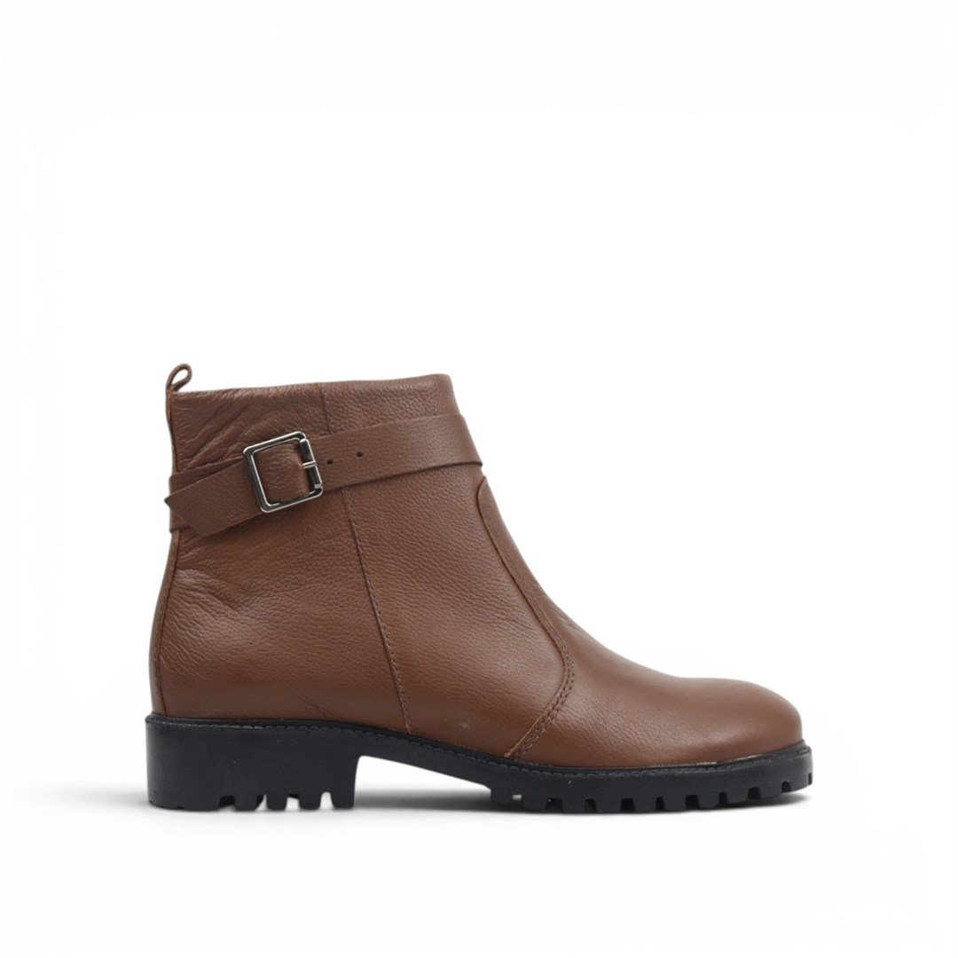 Bota Cano Baixo Salto Bloco Couro
