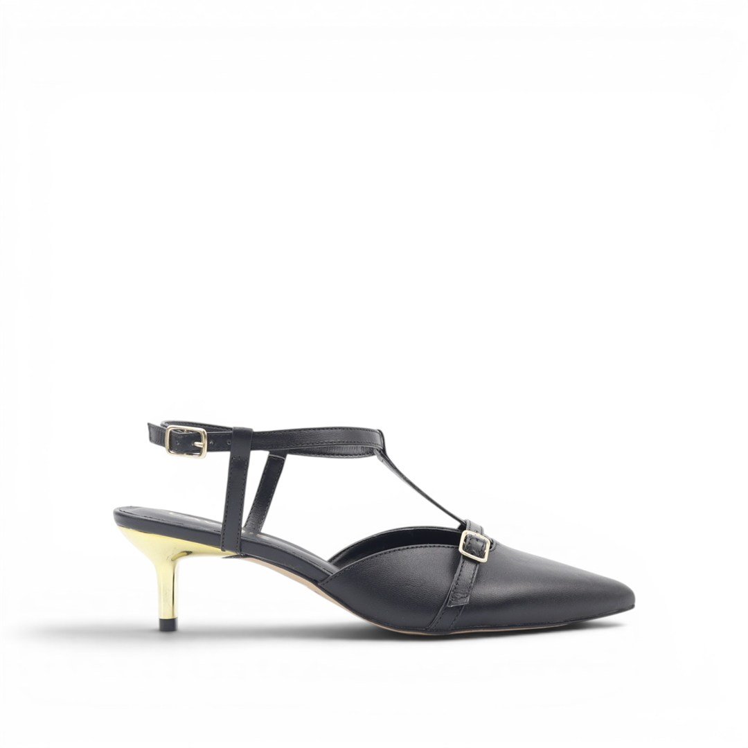 Scarpin Slingback Salto Fino Couro