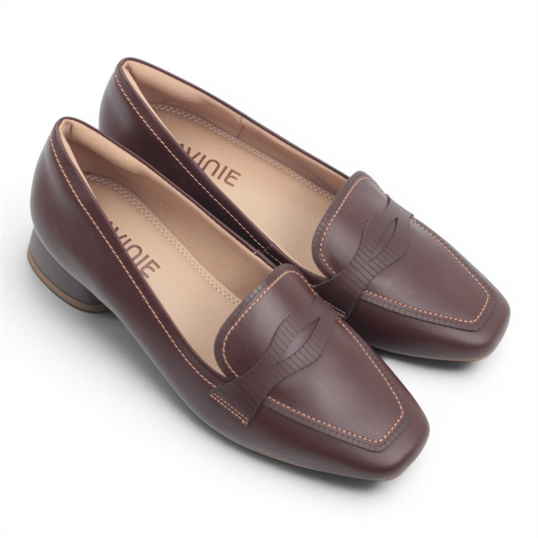 Mocassim Salto Bloco Couro Mogno 2