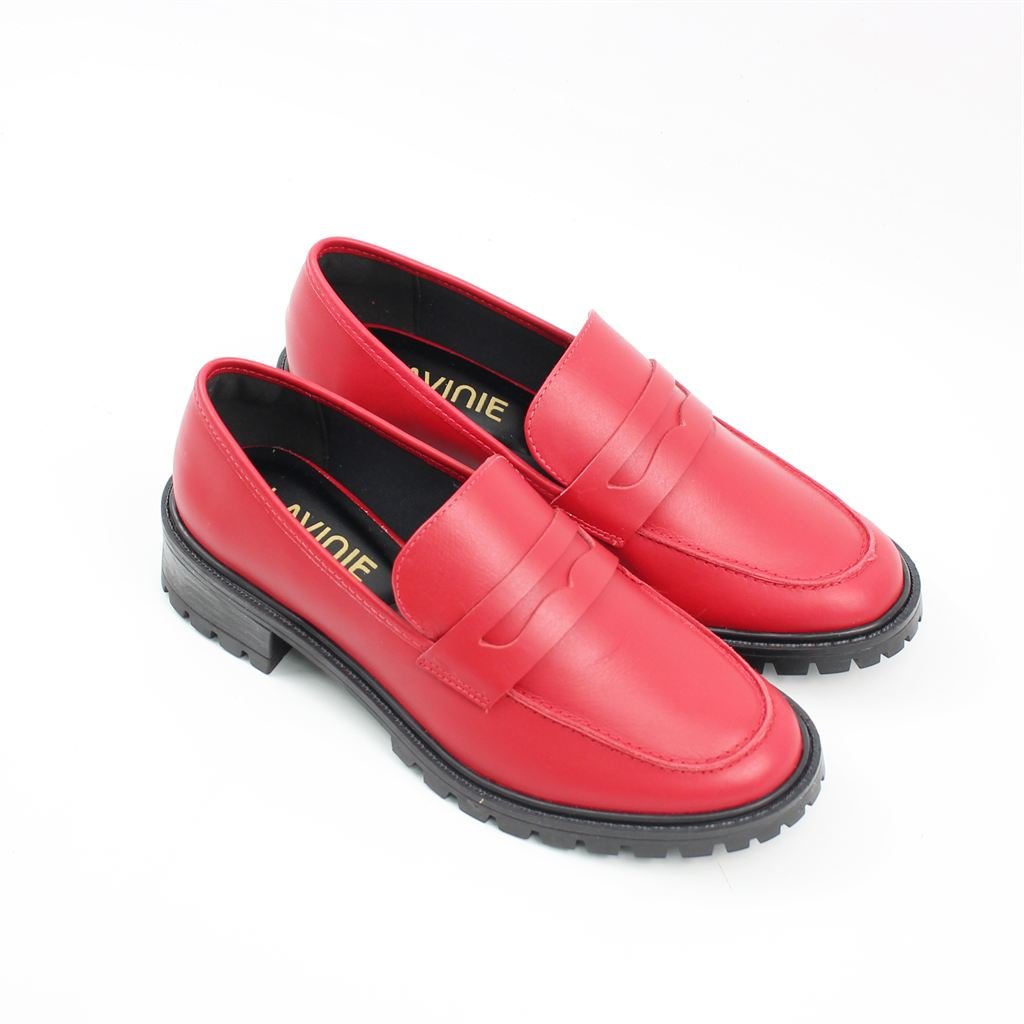 Mocassim Salto Bloco Couro Vermelho 2