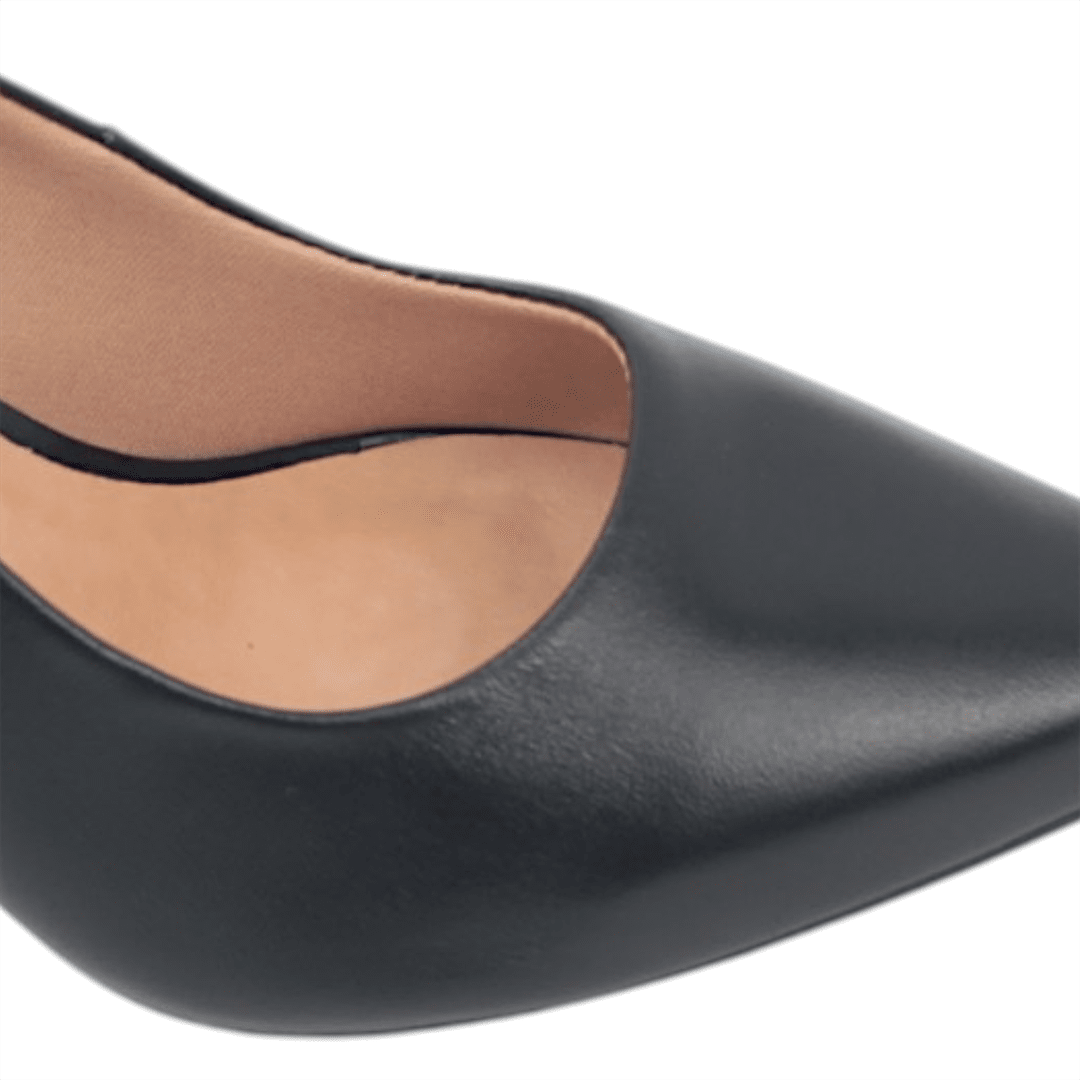 Scarpin Salto Bloco Couro Preto 3