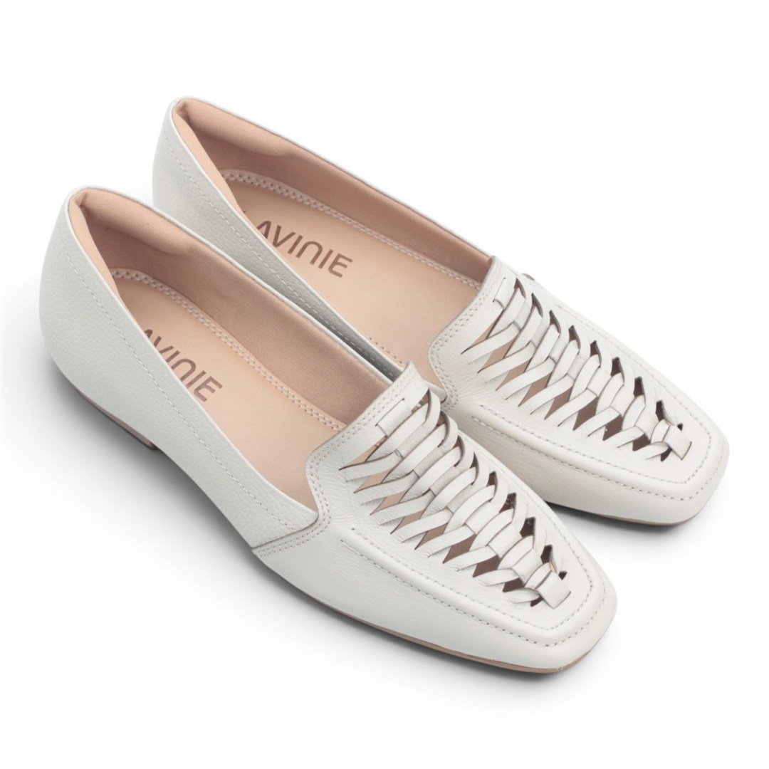 Mocassim Couro Detalhe Branco 3
