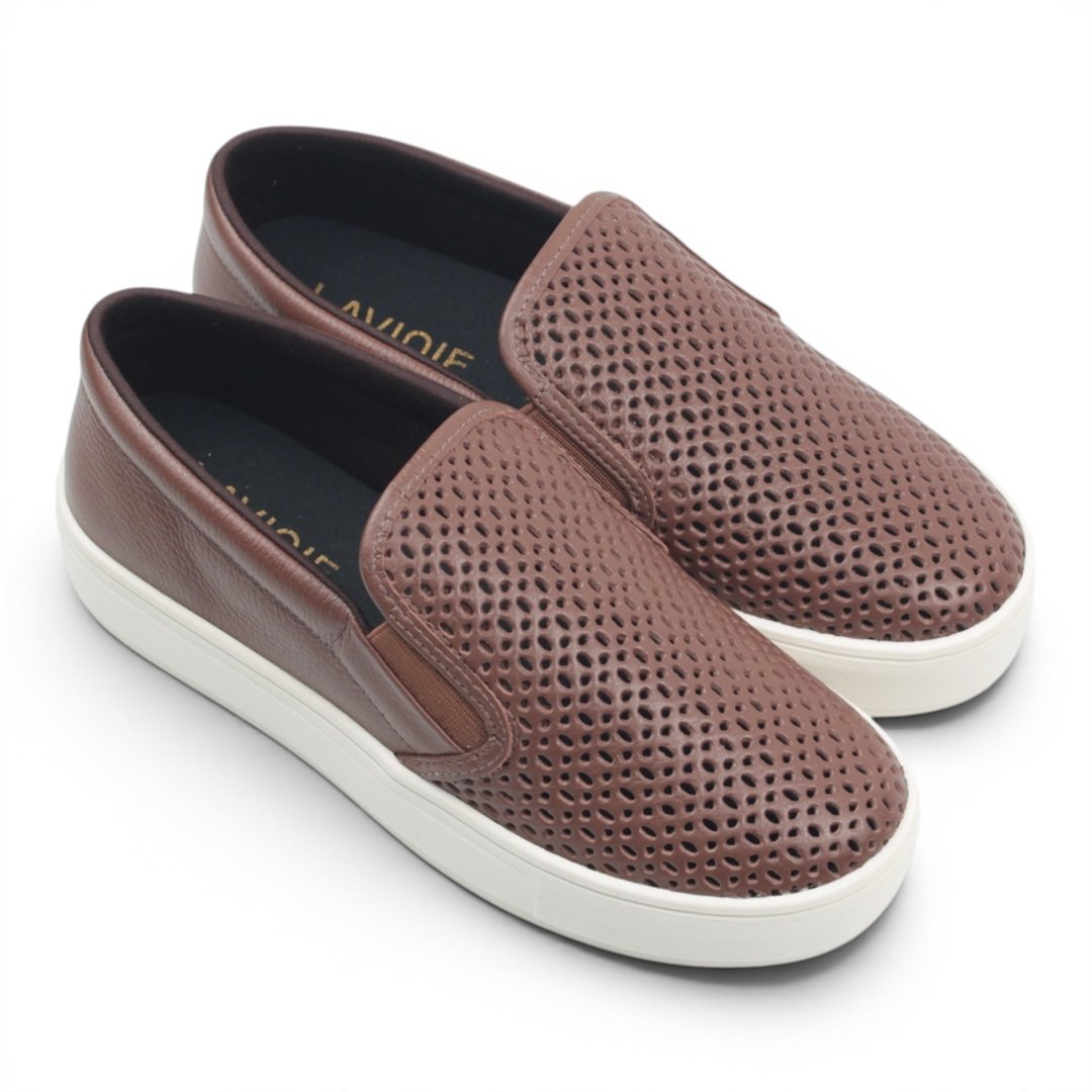 Tênis Slip On Furadinho Couro Marrom 4