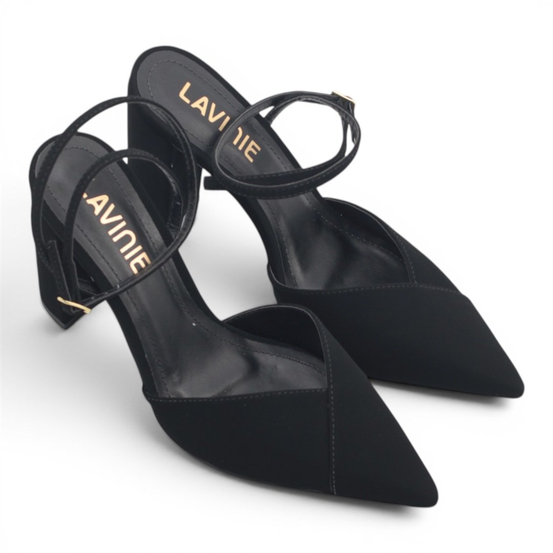 Scarpin Slingback Salto Bloco Preto 4