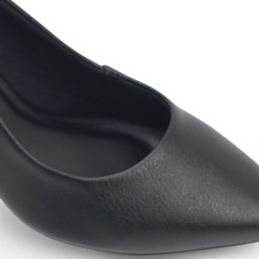 Scarpin Salto Bloco Couro Preto 4