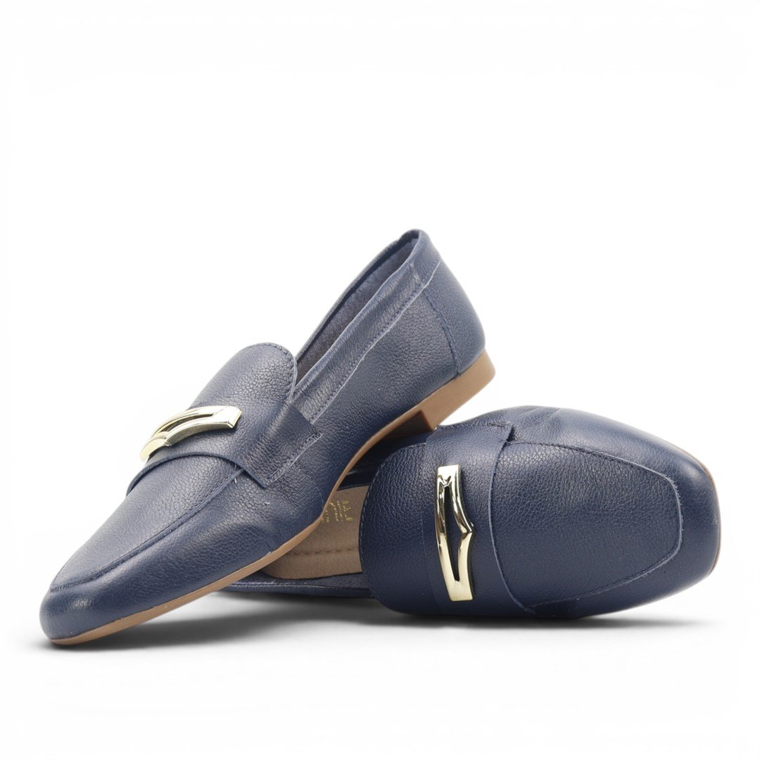 Mocassim Couro Conforto Azul Marinho 2