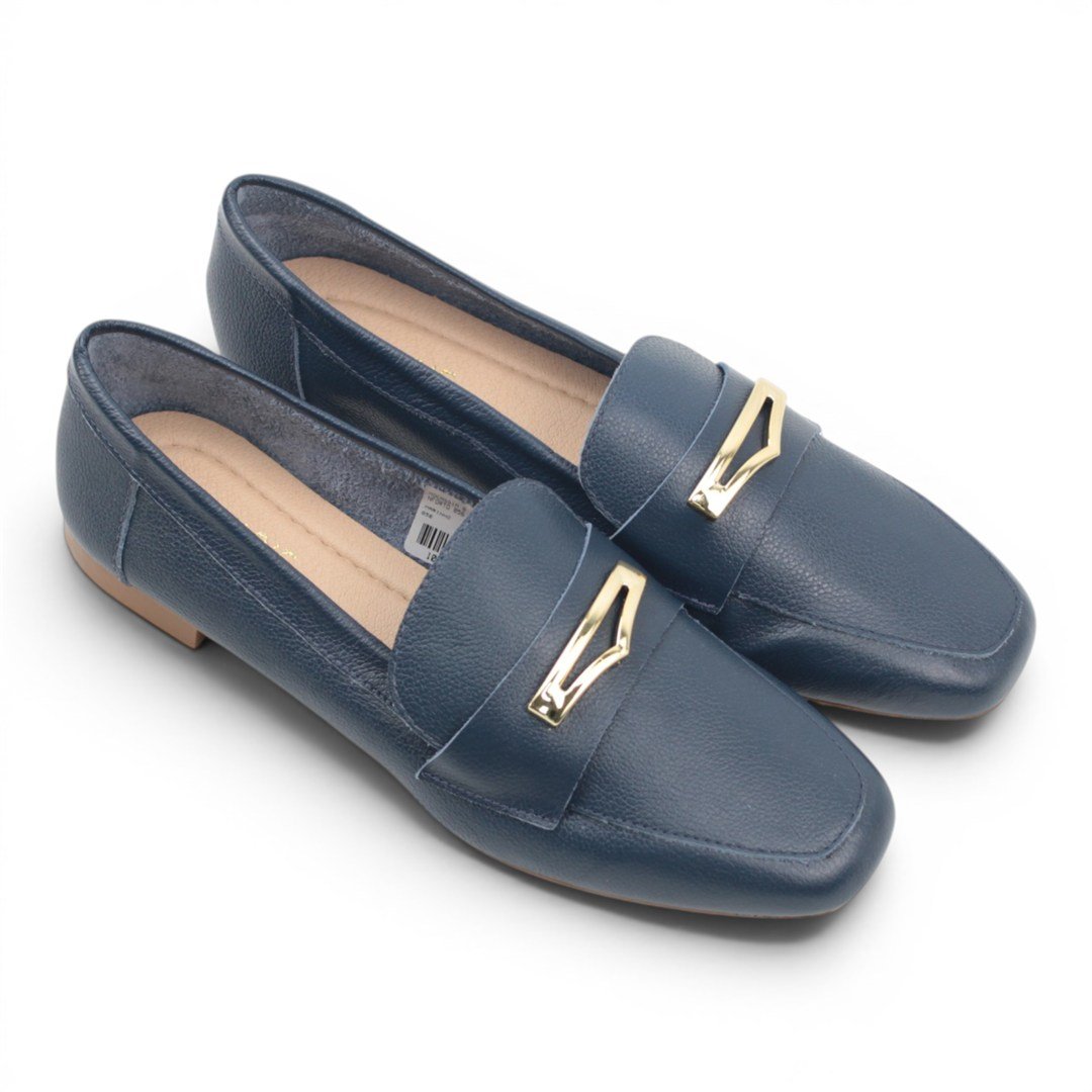 Mocassim Couro Conforto Azul Marinho 3