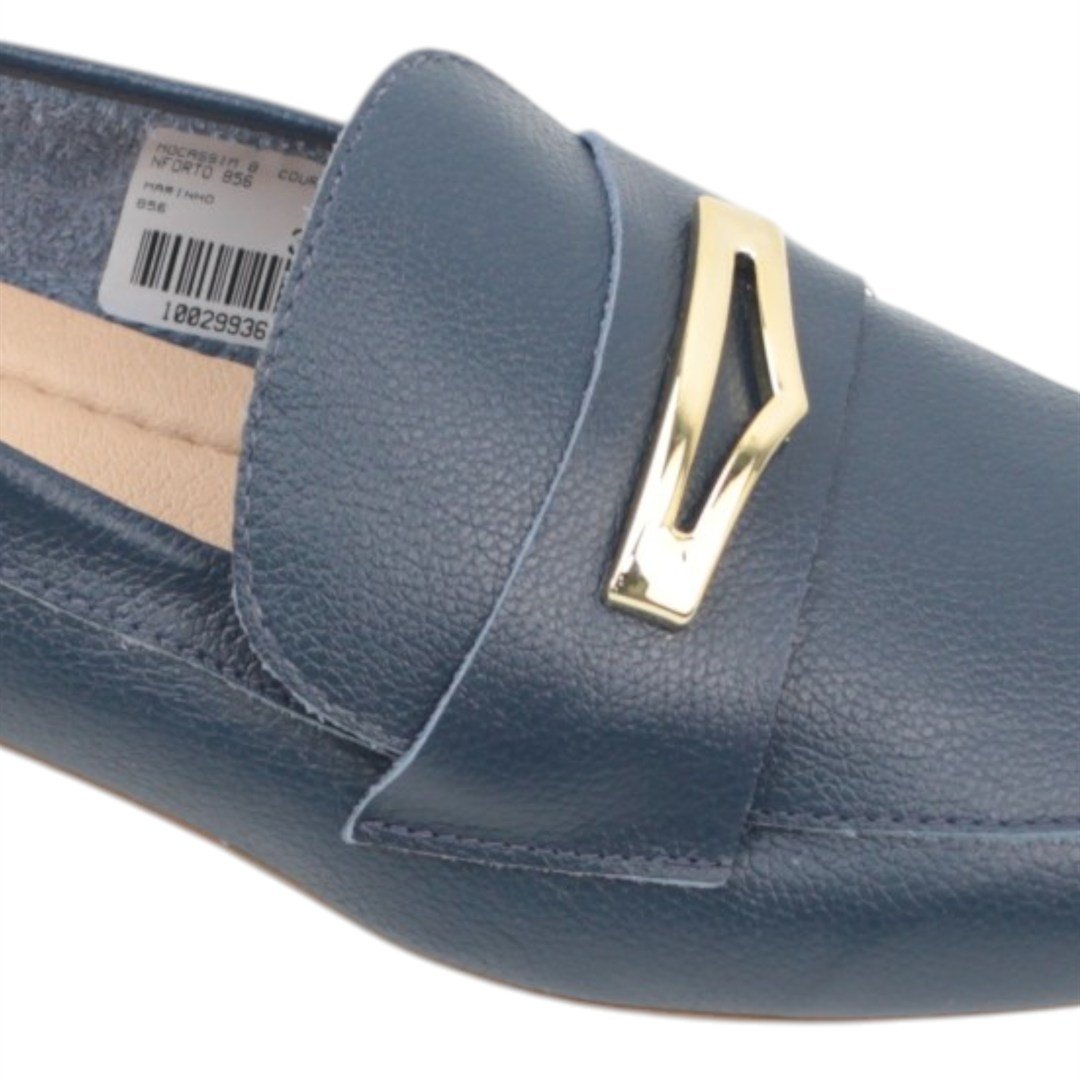 Mocassim Couro Conforto Azul Marinho 4