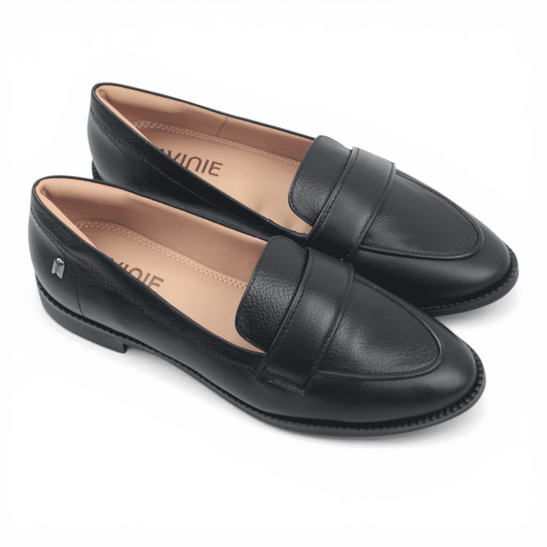 Mocassim Salto Bloco Couro Preto 2