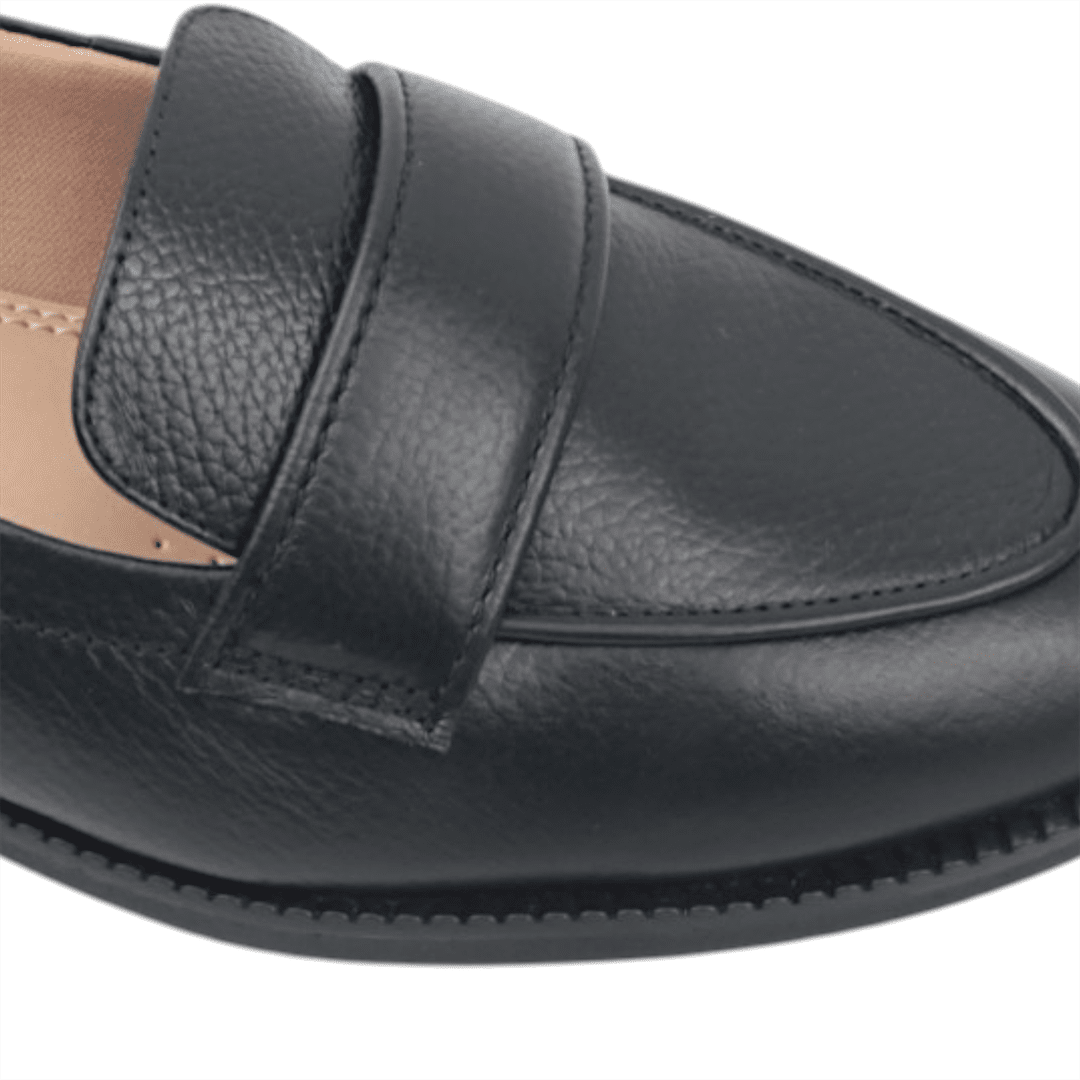 Mocassim Salto Bloco Couro Preto 3