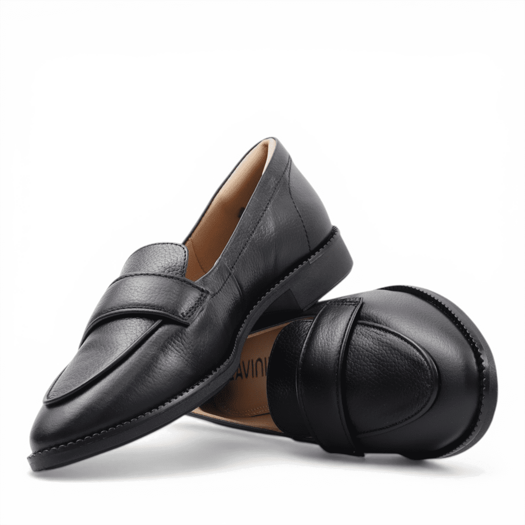 Mocassim Salto Bloco Couro Preto 4