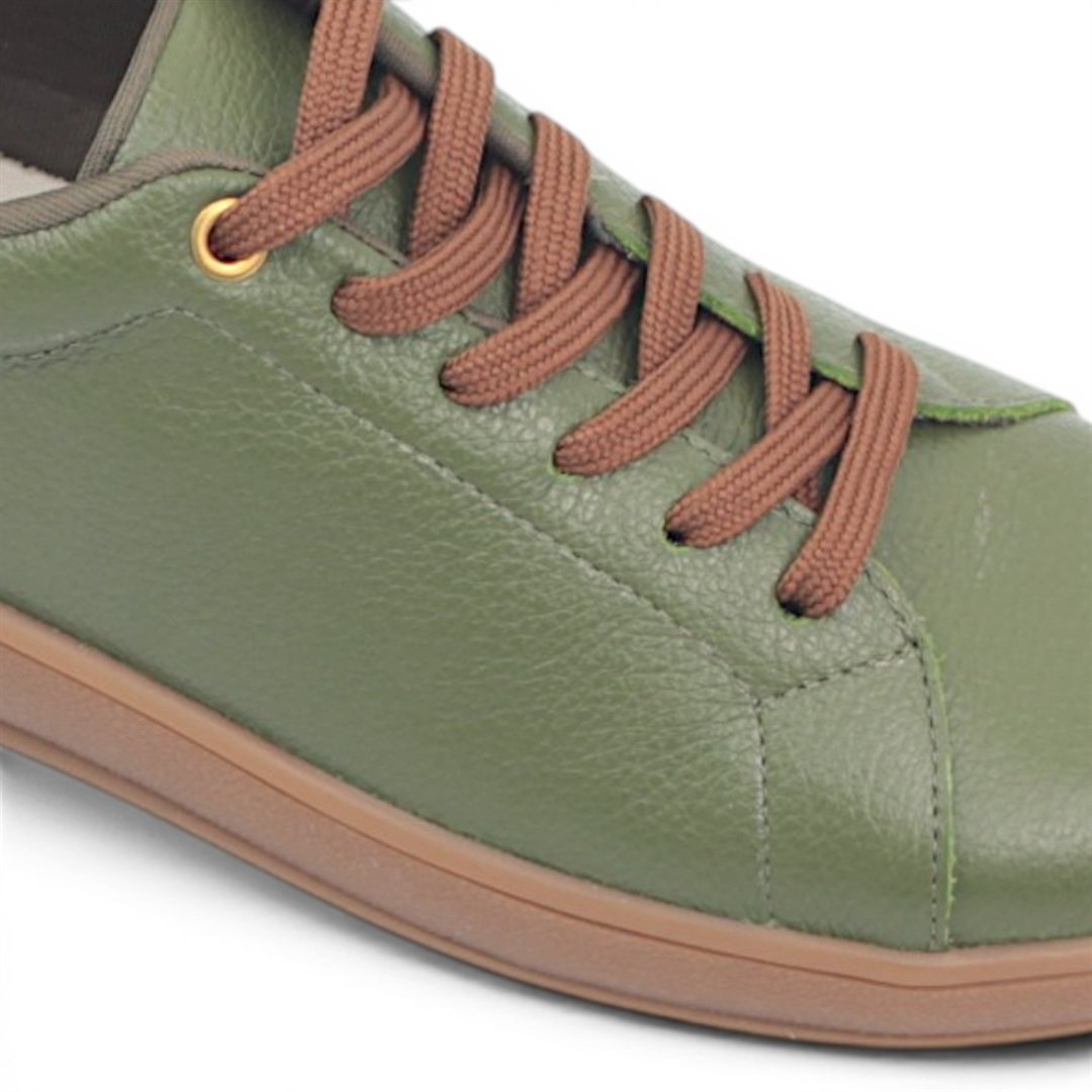 Tênis Flat Couro Amarração Verde 3