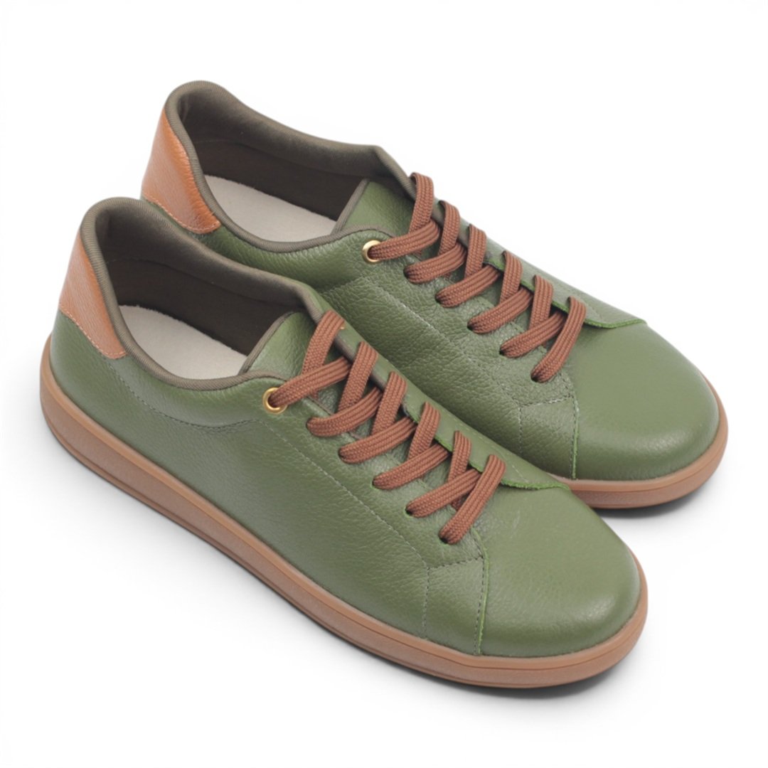 Tênis Flat Couro Amarração Verde 4
