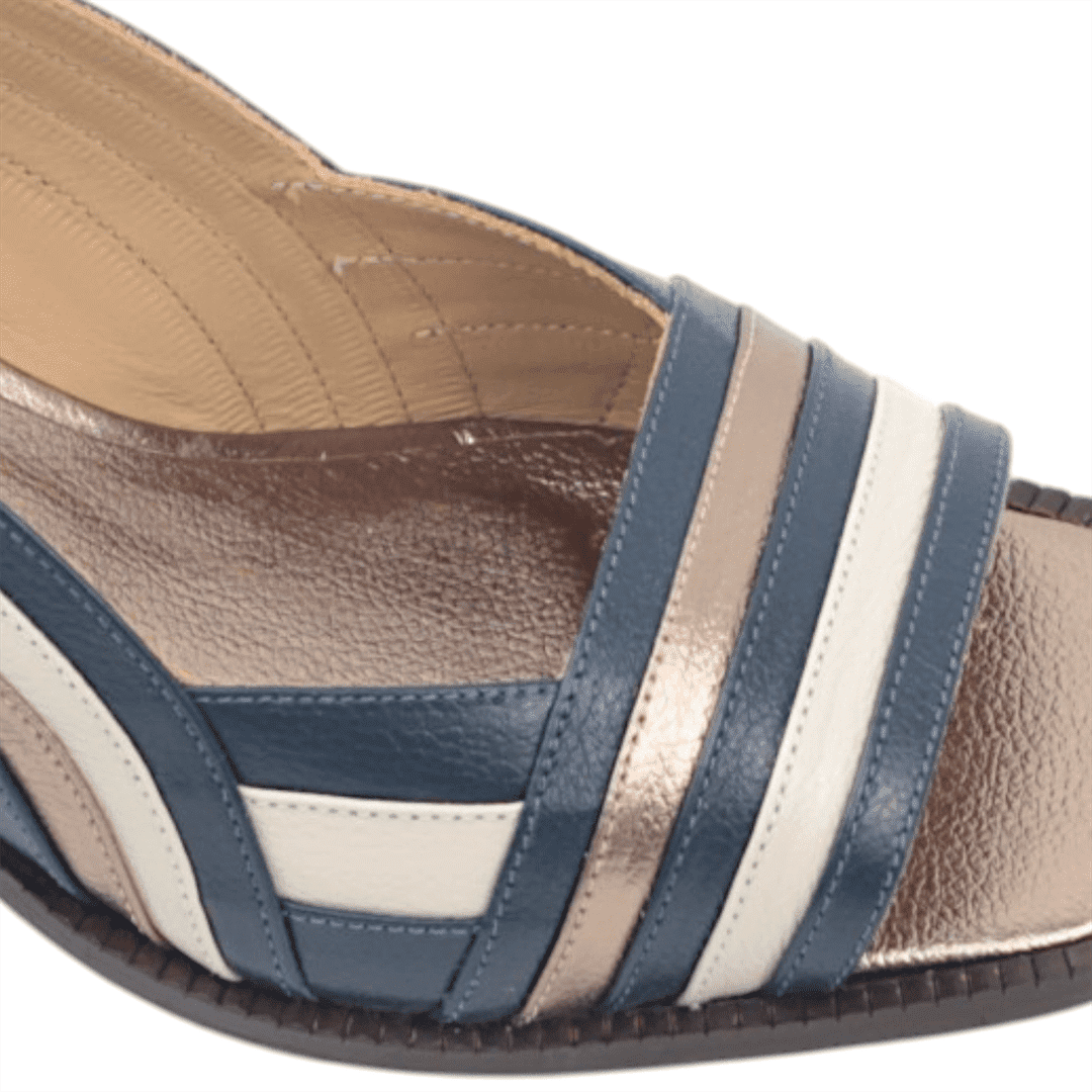 Scarpin Peep Toe Salto Bloco Azul Marinho 3