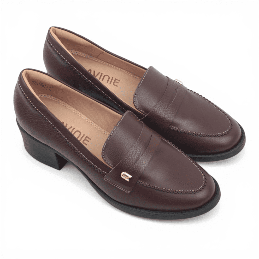 Mocassim Salto Bloco Couro Marrom 2