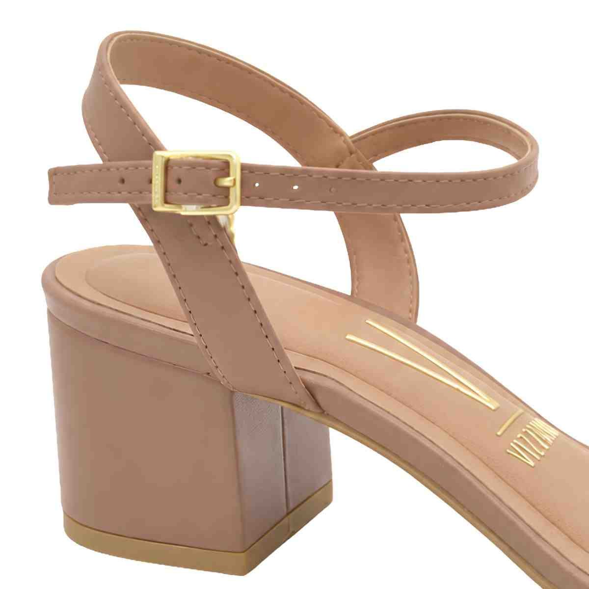 SANDALIA SALTO MEDIO GROSSO FEMININO VIZZANO NUDE Bege 3