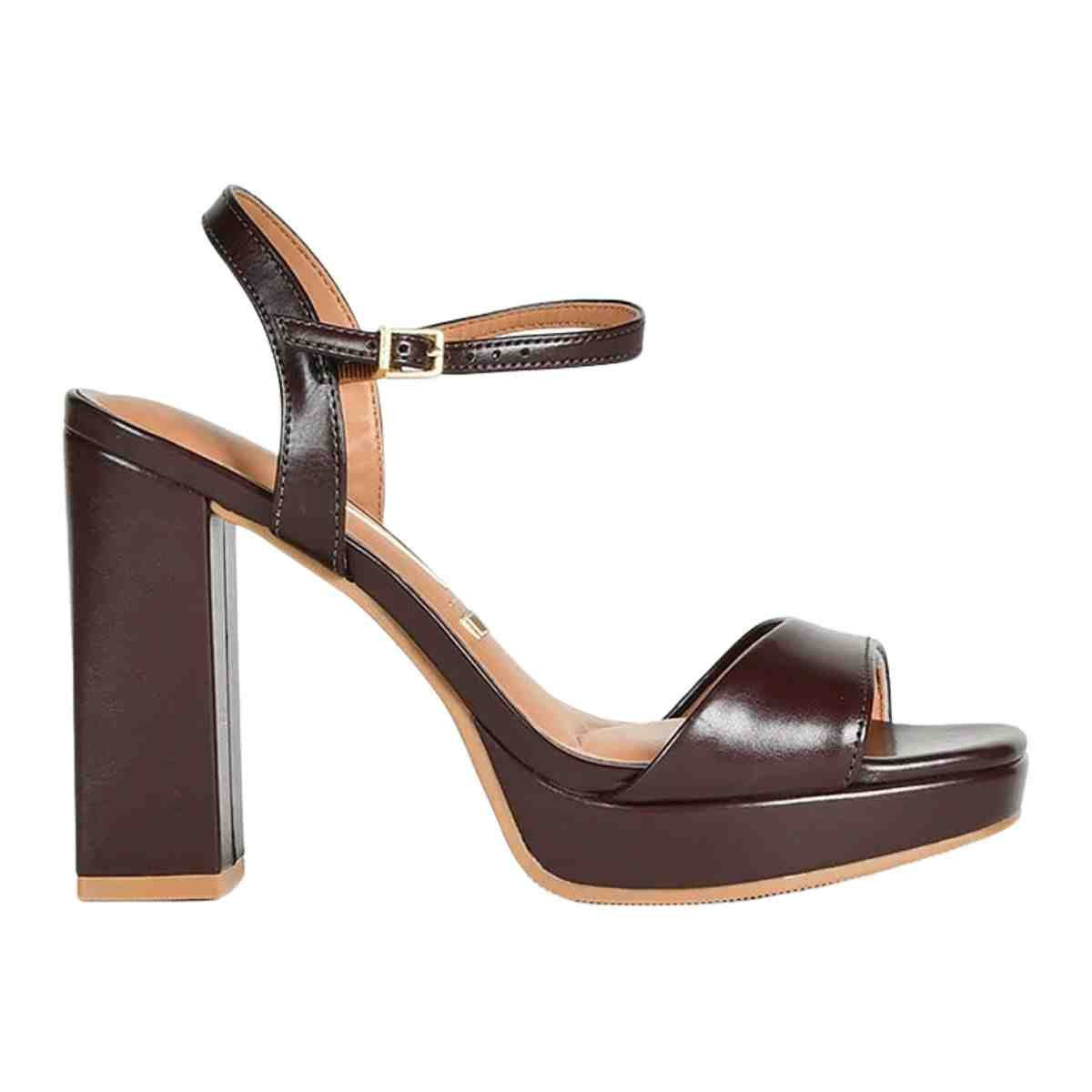 SANDALIA SALTO ALTO GROSSO FEMININO VIZZANO CACAU