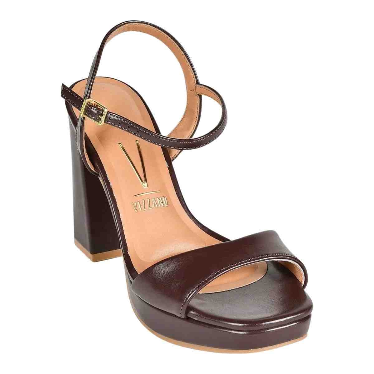 SANDALIA SALTO ALTO GROSSO FEMININO VIZZANO CACAU Marrom 2