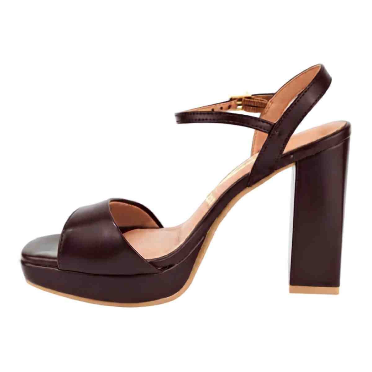 SANDALIA SALTO ALTO GROSSO FEMININO VIZZANO CACAU Marrom 5