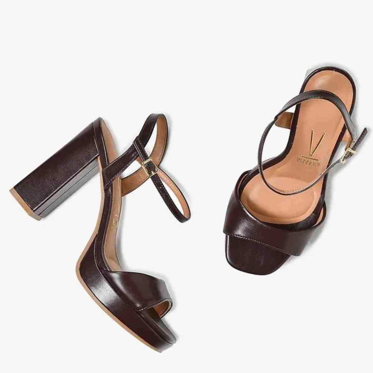 SANDALIA SALTO ALTO GROSSO FEMININO VIZZANO CACAU Marrom 6