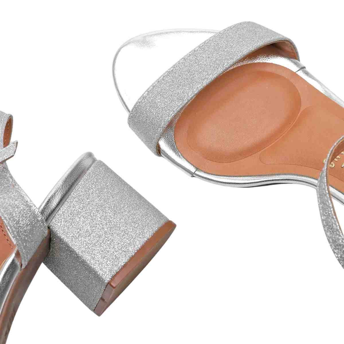 SANDALIA FEMININA SALTO MEDIO GROSSO VIZZANO PRATA Prata 3