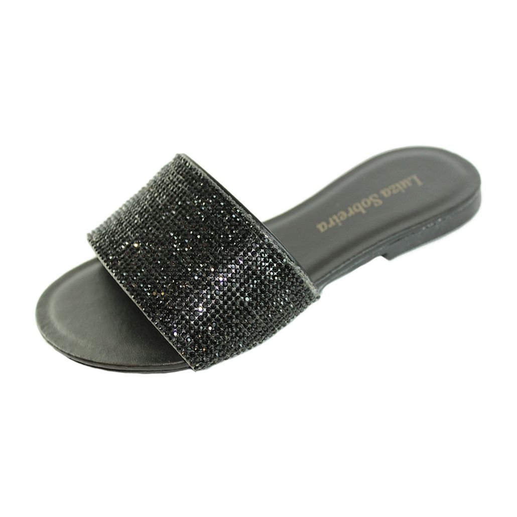 Rasteira Luiza Sobreira Preto Strass Mod. 2031