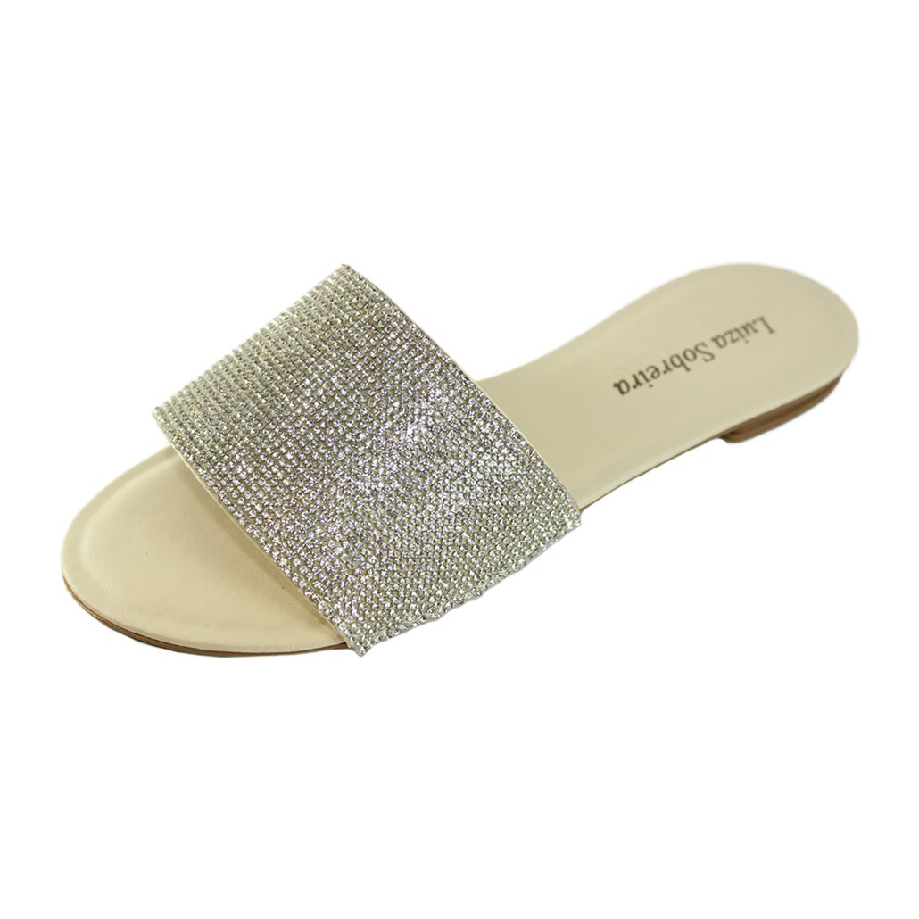 Rasteira Luiza Sobreira Off White Strass Cristal Mod. 2035